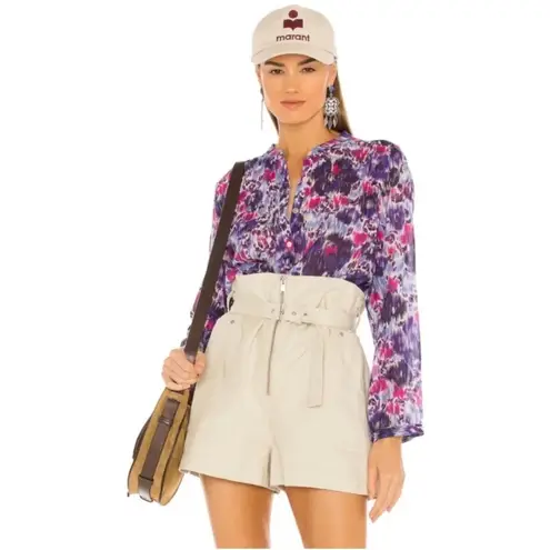 Isabel Marant Etoile Maria Brushstrokes Blouse Abstract Floral Print Cotton Top