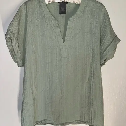 Matty M Green Boxy Tunic with Mandarin Collar Size XL