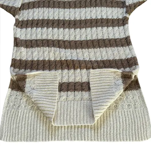 Pilcro Anthropologie  Longline Stitch Sweater Womens Size Small Neutral Stripes