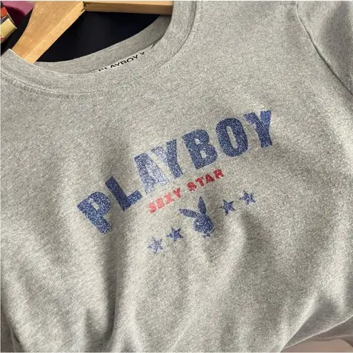 Playboy  Y2K Star Glittery Baby Gray Tee​