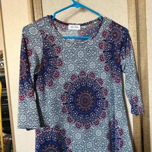 Star Vixen Blue Asymmetrical 3/4 Sleeve Tunic petite small Size undefined