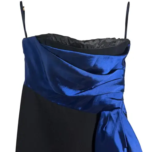 Shoshanna Midnight Moira Black Blue Sash Strapless Evening Formal Gown Size 4