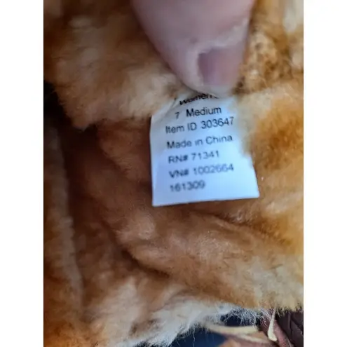 L.L.Bean Shearling Lined Moc Toe Plaid Wool Boots Lace Up Women's 7M Brown Size 7