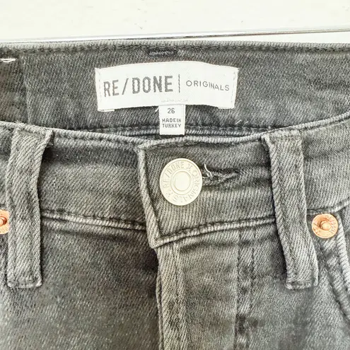 RE/DONE Originals Button Fly High Rise Fray Hem Jeans Black Womens Size 26