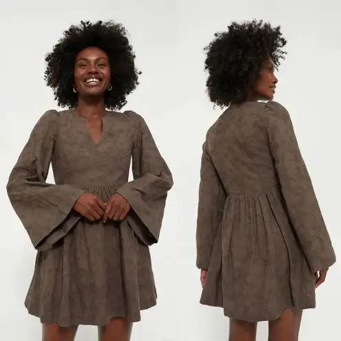 Tuckernuck NEW Hyacinth House Brown Becca Bell-Sleeved Mini Dress Size M