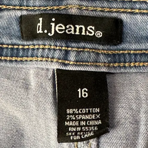 D. Jeans SZ 16 Denim Jean Skort Shorts High-Waisted Stretch Zip-Fly Pockets Blue