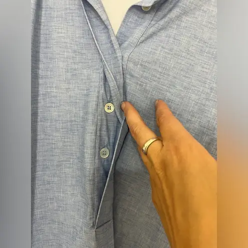 Caliban Skin Like Quarter Button Down Long Sleeve Blouse Top Sz 42 US 4/6 Blue