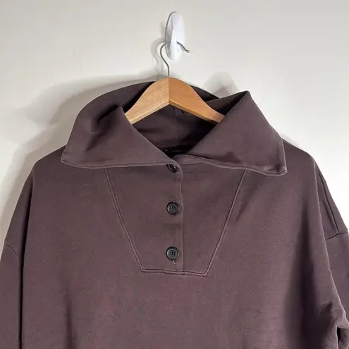 Banana Republic Factory Roasted Cacao Boxy Polo Sweatshirt Button Collar Size M Brown Size M