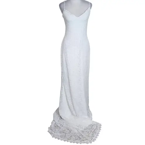 Lulus White Lace Wedding Dress with Train and Lace