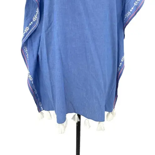 Shoshanna Swimwear Chambray Embroidered Tasseled Caftan Coverup One Size