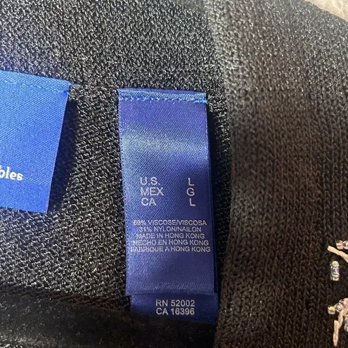 J.H. Collections Cardigan Womens L Black Embroidered Sequined Long Sleeve NEW Size L