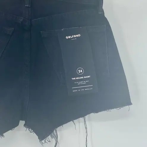 GRLFRND NEW The Helena Black Distressed Cutoff Straight Leg Denim Shorts Size 24