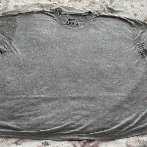 Peace Love World “Love is something you became” gray 100% modal t-shirt, size XL