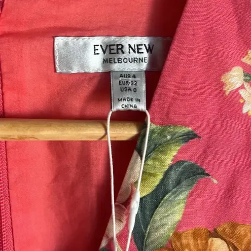 NEW EVER NEW LINEN BLEND Cartier Linen Midi Dress Pink Size 0