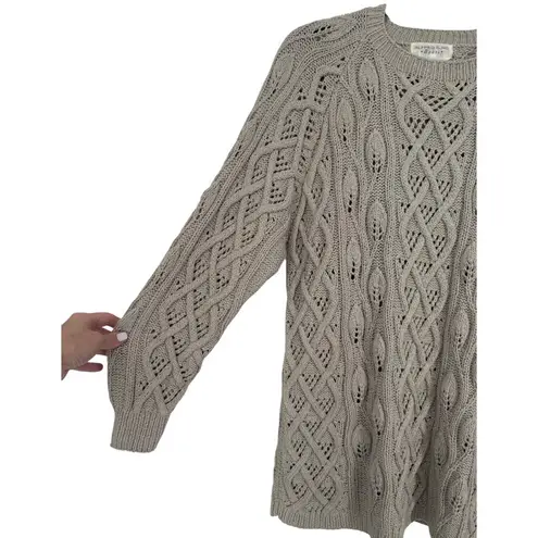 Alfred Sung Sport Vintage Cable Knit Fisherman Crew Neck Sweater Size Small