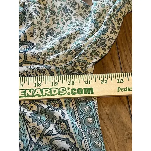 Soft Surroundings Top Women Size Medium Pullover Tunic Henley Floral Roll Tab