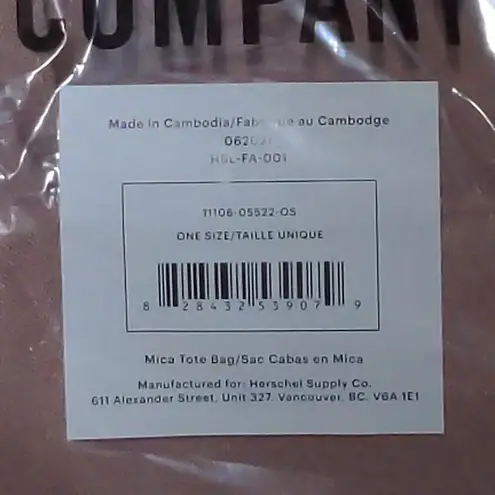 Herschel Supply Company Mica Tote Bag Ash Rose (Pink) Pocket New