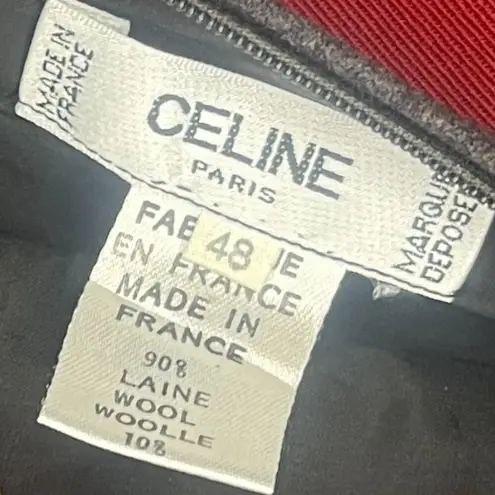 CELINE Paris Pencil Skirt Womens Size 48 US 16 Gray 100% Wool Gold Chain Sid Zip