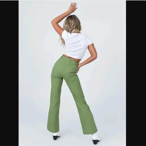 Princess Polly Carson Green High Rise Flared Pants 6