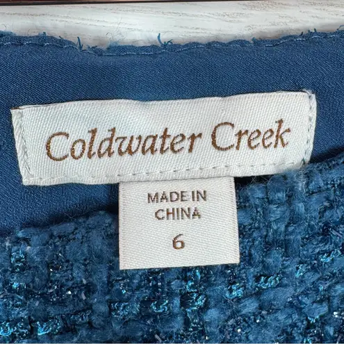 Coldwater Creek Shimmer Tweed Pleated A Line Skirt Teal Blue 6