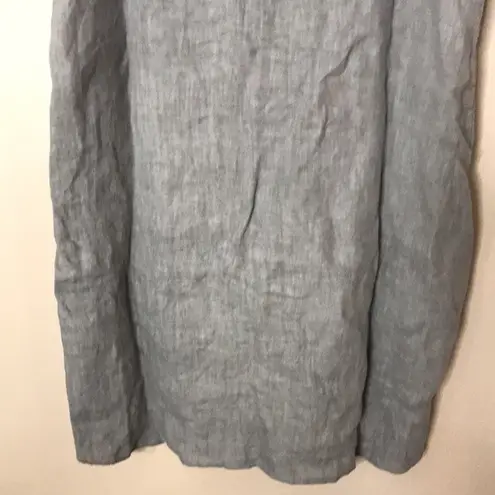 Linen gray ladies midi pullover shirt dress made in Italy lightweight cute Size M