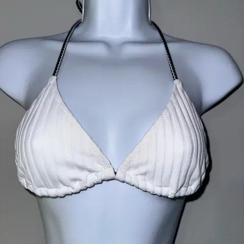 Solid & Striped White String Bikini Top EUC Size S