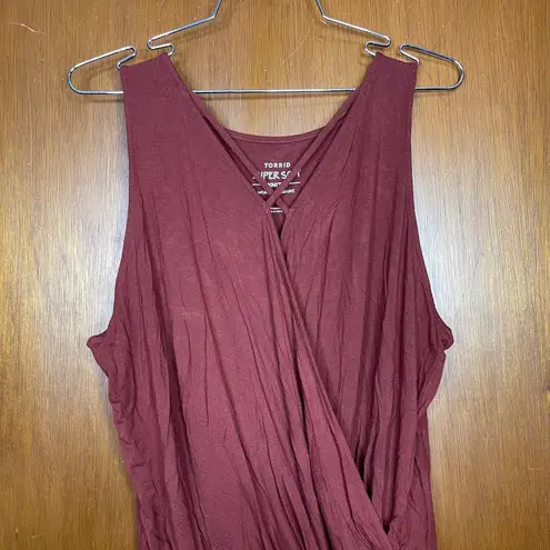 Torrid  Plus Size Brick Red Super Soft CrissCross Surplice Bodysuit Size 3X