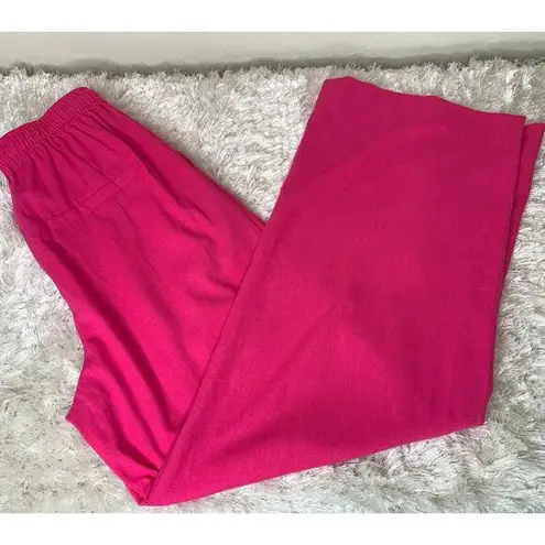 Boutique Hot Pink Linen Pull On Elastic Waist Pants Sz Small