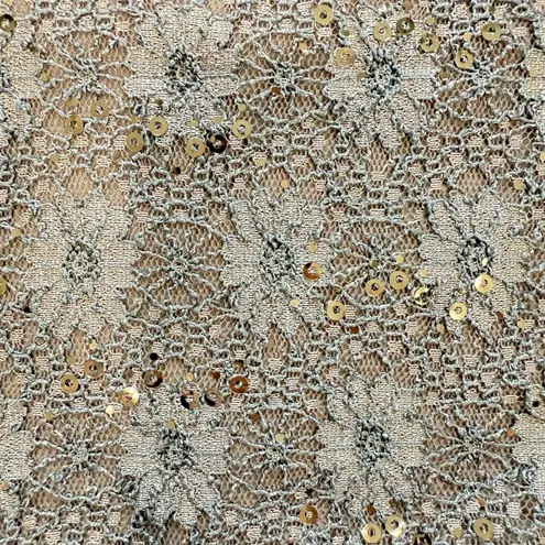 Alex Evenings Champagne Lace Sequin Two Piece Jacket Sleeveless Dress Size 8P