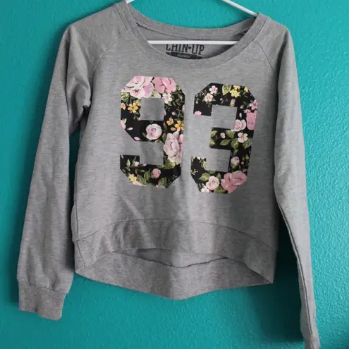 Chin Up Apparel grey floral crewneck thumbnail 3