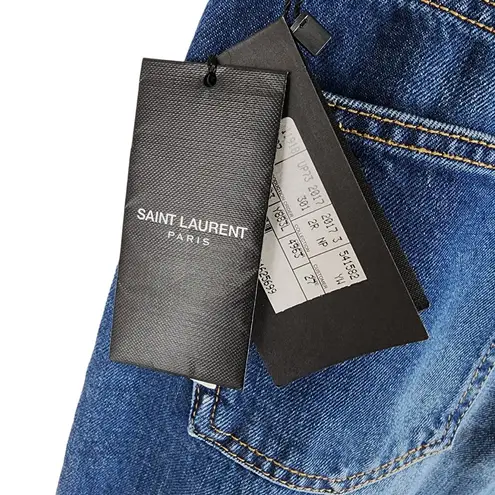 Saint Laurent NEW 100% Cotton Baggy Jeans Blue High Rise Size 27