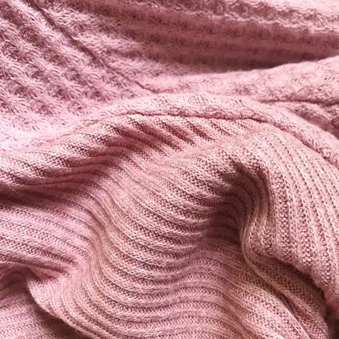 Long Sleeves Laced Strap Open Back Knit Dress Pink Size XS