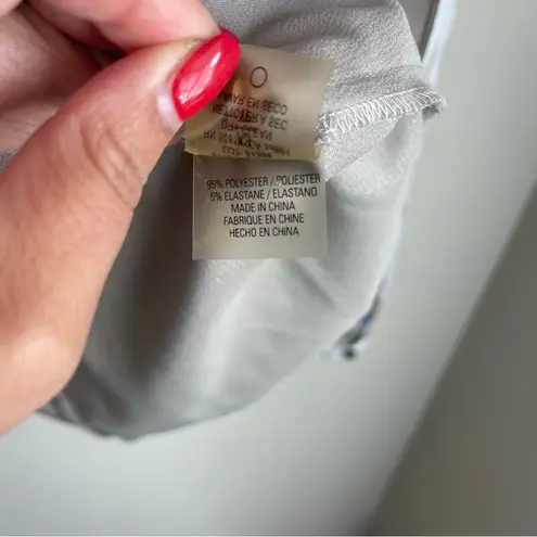 Elie Tahari Women's Pleated Cream Navy Abstract Silk Blend Lined Blouse Size XS