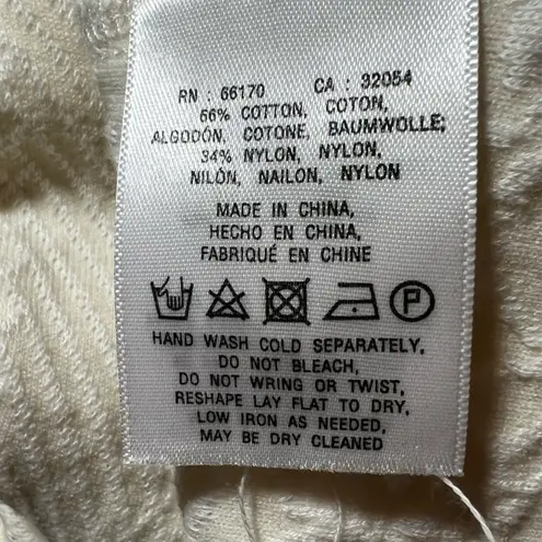 Anthropologie MOTH  Birte Ivory Textured Jersey Knit Zip Up Jacket Sweater Large