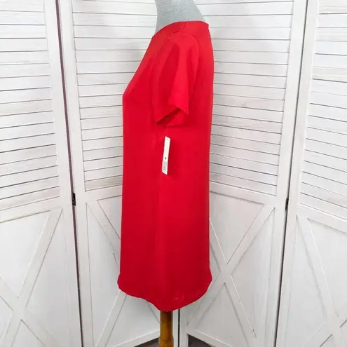 Lucy Love Short Sleeve Tunic Mini Shift Shirt Dress Red XS XSmall