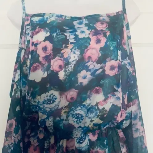 Nordstrom Let Them Eat Cake Open Cold Shoulder Floral Pattern Flowy Romper SZ M Blue Size M