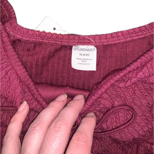 Boho Peasant Off Shoulder Cap Sleeve Stretchy Wine Magenta Ruched Cropped Top M Red Size M