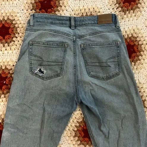 Blue Denim Bootcut Mom Ripped Jeans with Pockets Size 2