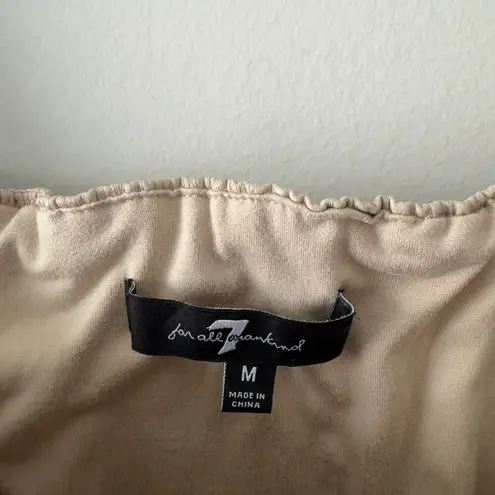 7 For All Mankind  Faux Leather Corsette Style Cropped Tank Top Beige Sleeveless