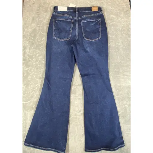 New American Eagle Curvy Super High Rise Flare Jeans Womens 14 Stretch Hippie Blue Size 14P