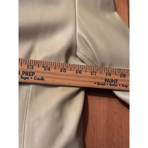 Pamela McCoy Collections Beaded Leather Jacket Tan Mandarin Collar Zip Front XS