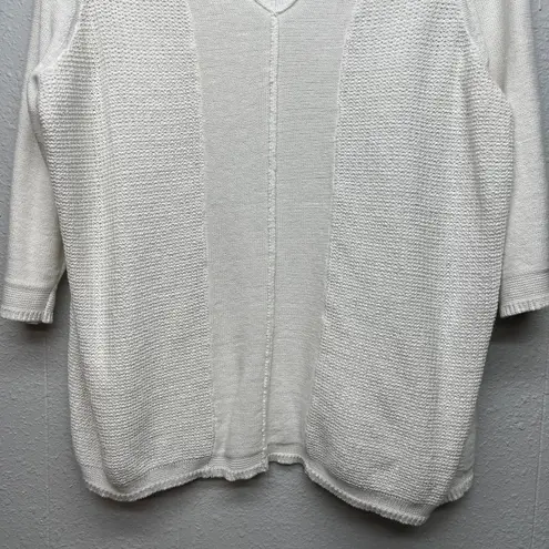 Coldwater Creek Knit White Sweater 2X Cotton Stretch Beach Coastal Capsule Work
