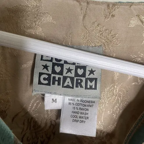 Lucky Charm Cotton Knit Butterfly Cardigan Lightweight Boho Top Y2k Medium Tan