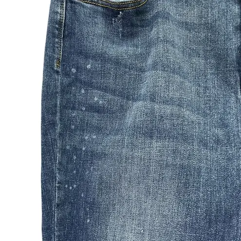 Judy Blue Boyfriend Jeans Dark Indigo Bleach Splatter Women’s Size 32 | 14/15