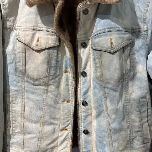 Marvin Richards VINTAGE  Jacket Medium‎ Denim Faux Fur Lined Coat Distressed