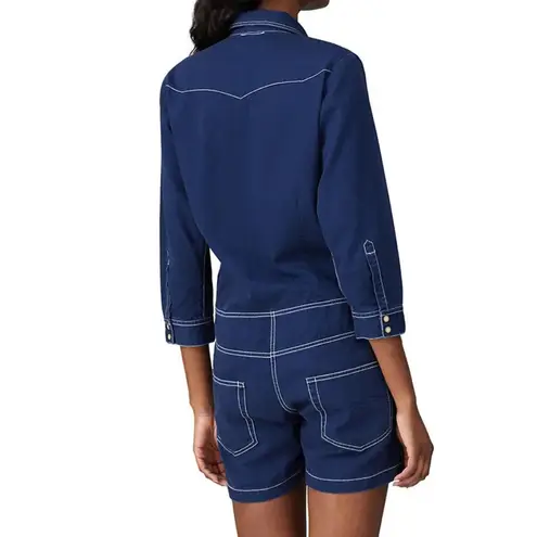 Denimist Cowboy Denim Jean Romper Dark Wash Western Pearlized Buttons size Med