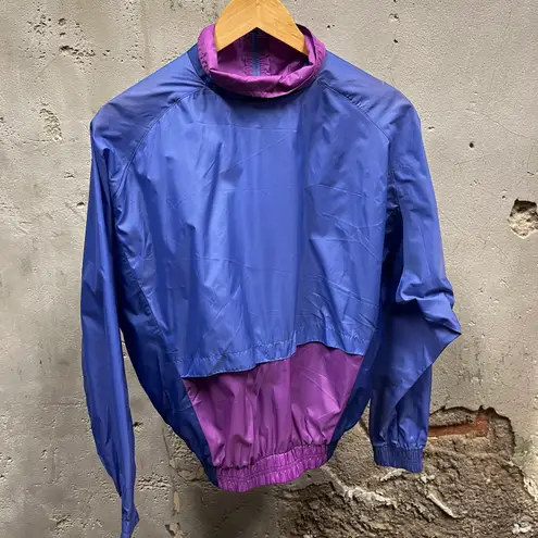 Nike 1980s Pink & Purple Colorblock Cropped Windbreaker Track Jacket Medium M