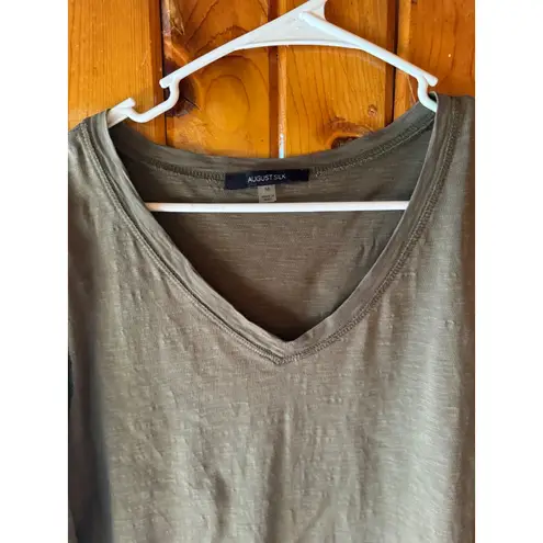 August Silk August Silk Womens Top Medium Olive Green V Neck Eyelet Casual