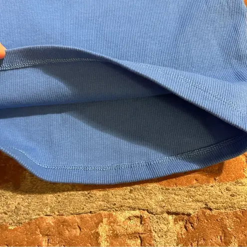 Princess Polly  classic crop organic cotton & elastane Blue Ribbed Top tshirt