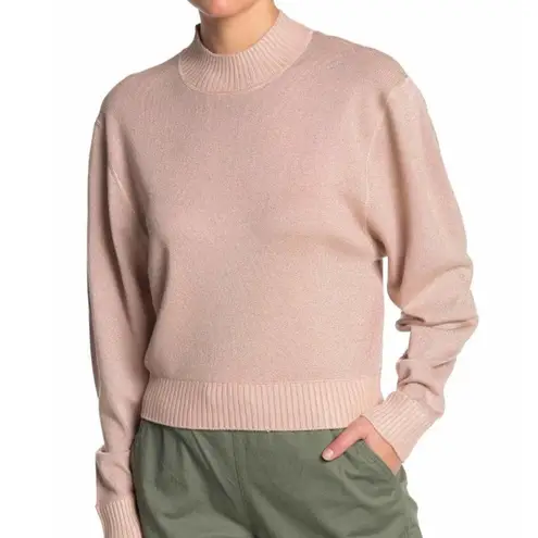 Free People  Women's Cream Puff Mock Neck Starry Night Metallic Knit Sweater sz M